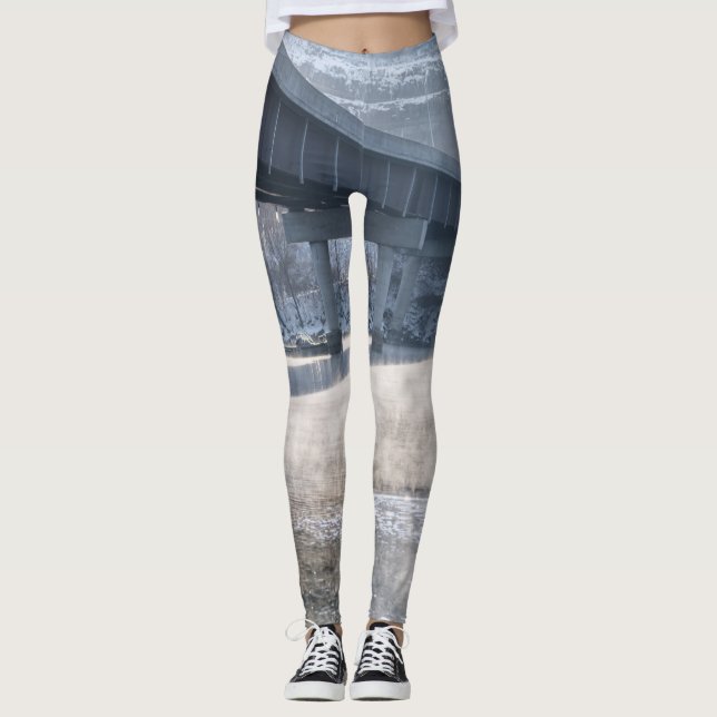 Leggings Pesca de invierno en el lago Taneycomo Foggy (Anverso)