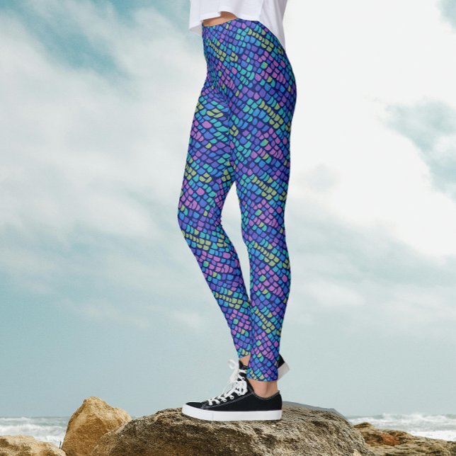 Leggings Pescado Azul Y Púrpura Escales Purpurina Mágico (Subido por el creador)