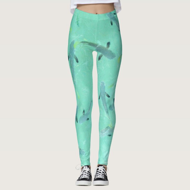 Leggings Pescado de Fiyi nadando en aguas azules claras (Anverso)