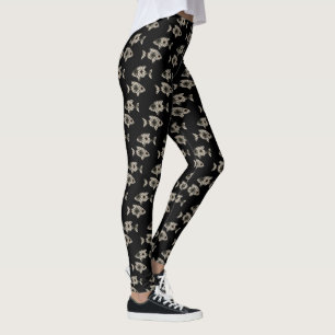 Leggings Pescado moderno Natación fondo negro