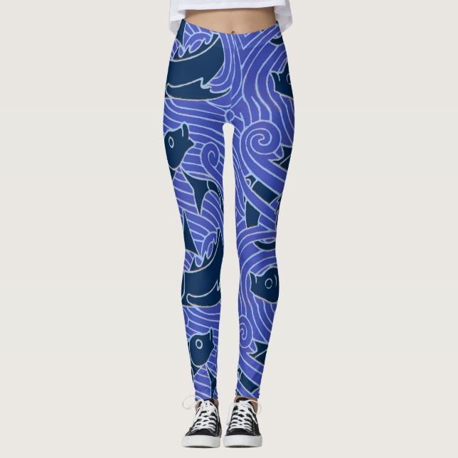 Leggings Pescado Negrita Natación Océano Pesca Azul (Anverso)