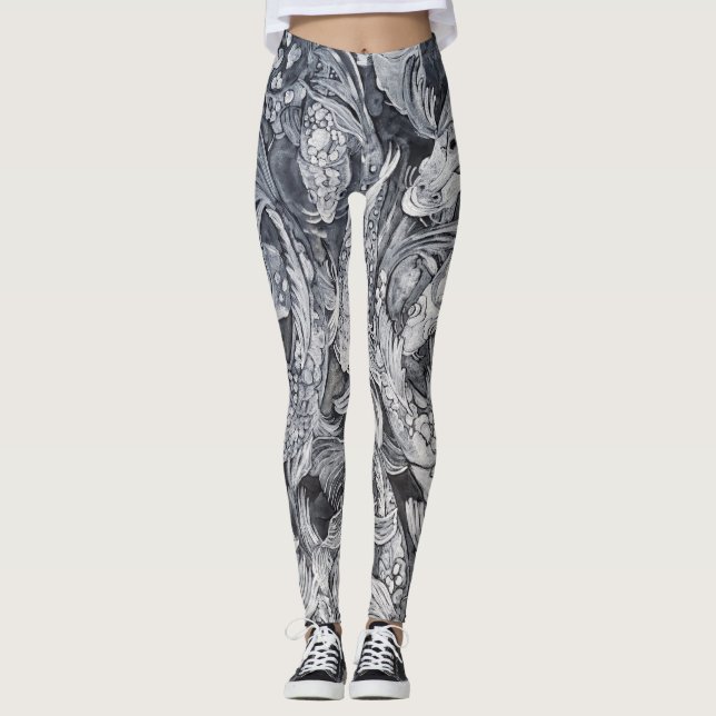 Leggings Pescado negro y blanco de Koi (Anverso)