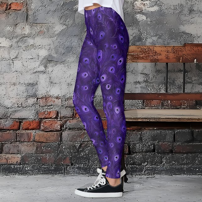 Leggings Pescado púrpura (Purple Peacock Feather Leggings)