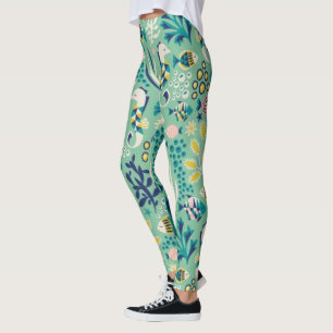 Leggings Pescado subacuático verde marino