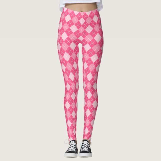 Leggings Pescador de argyle rosado caliente (Anverso)