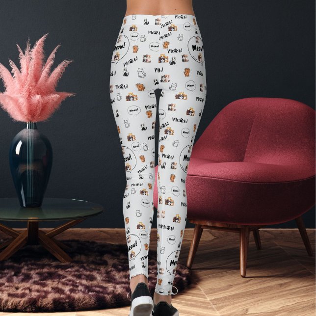 Leggings Pet Lover Light Grey Kitty Feline Meow Cat Pattern (Subido por el creador)