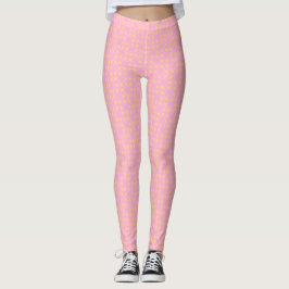 Leggings Petal Pop – Patrón geométrico continuo rosa y dora