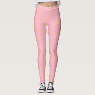 Leggings Petal Pop – Patrón geométrico continuo rosa y dora