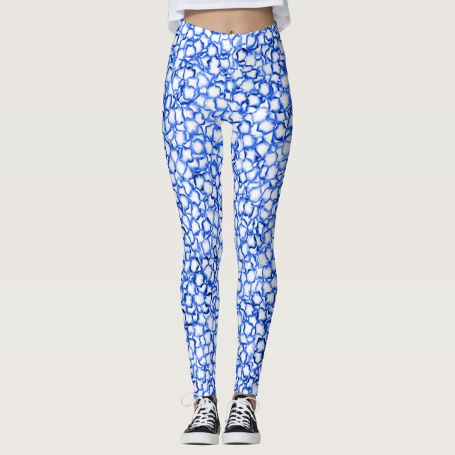 Leggings Petales azules generados por computadora (Anverso)