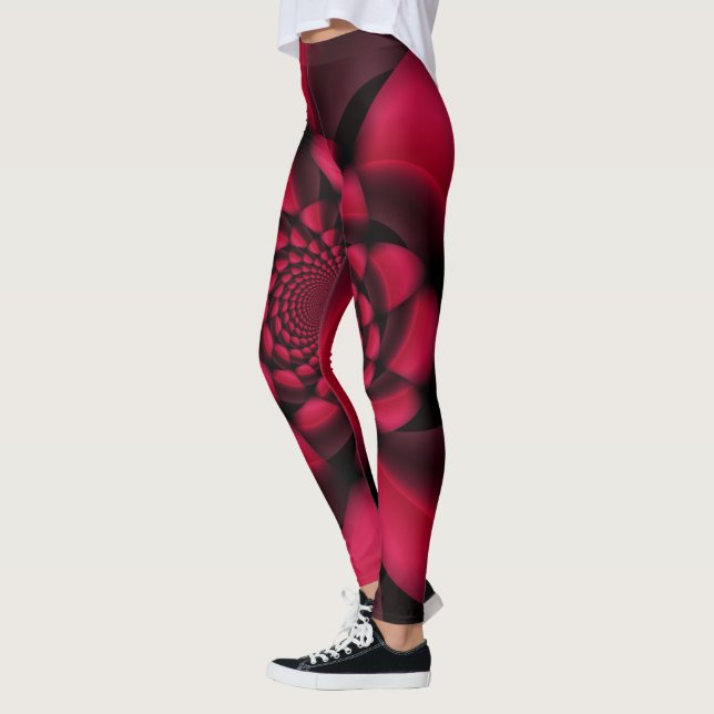 Leggings Pétalo Negro Rojo Rubí (Izquierda)