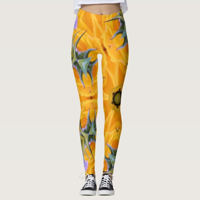 Leggings Pétalos de girasol amarillo Kaleidoscope (Anverso)