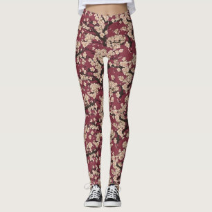Leggings Pez Koi Japonés Patrón Sakura