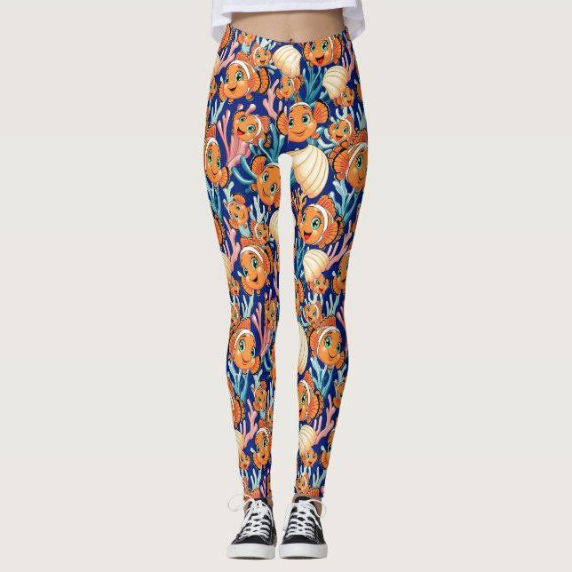 Leggings Pez payaso Dibujo animado lindo Familia Submarino (Anverso)