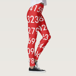 Leggings pi Dígitos Math Love pi= 3.14159 pi Día blanco roj
