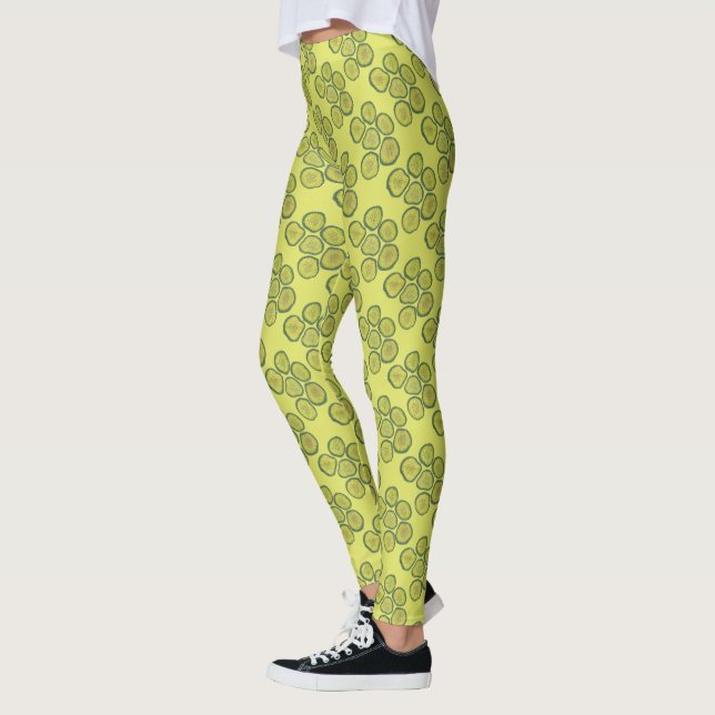 Leggings Pickle Chips Green Kosher Dill Pickle Chip Print (Izquierda)
