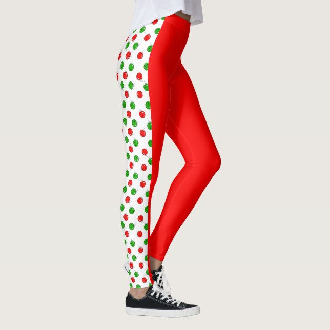 Leggings Pickleball Christmas Red and Green Pickleballs (Derecha)