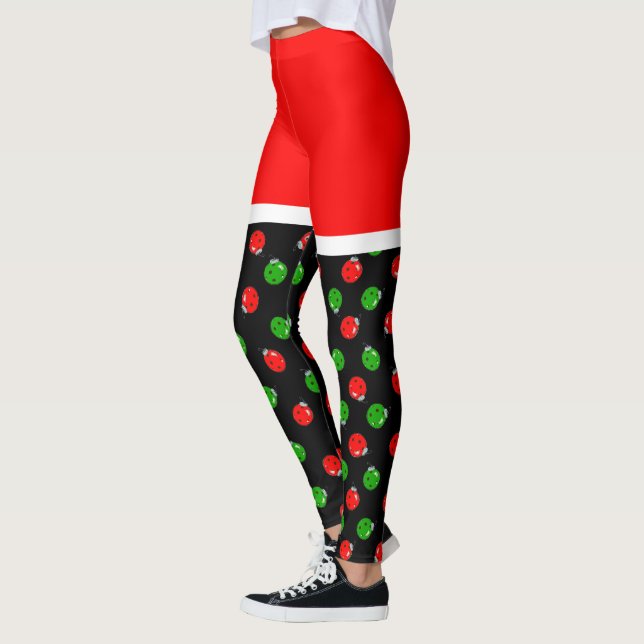 Leggings Pickleball Red Santa Shorts Red & Green Ornaments (Izquierda)