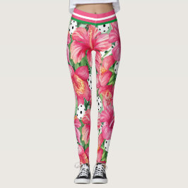 Leggings 🌺 🌴 Pickleball tropical con huella pequeña de hi