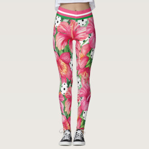 Leggings 🌺 🌴 Pickleball tropical con huella pequeña de hi
