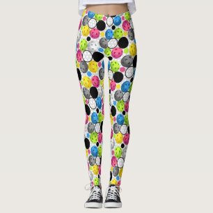 Leggings Pickleballs en una rejilla y polainas blancas del