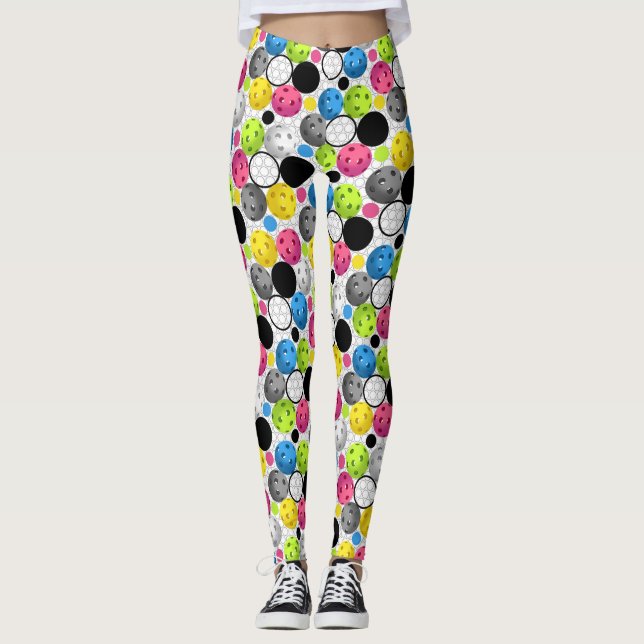 Leggings Pickleballs en una rejilla y polainas blancas del (Anverso)