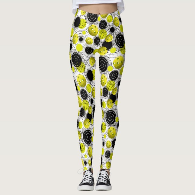 Leggings Pickleballs verde de neón - polainas (Anverso)