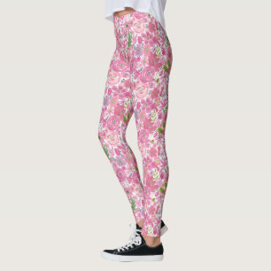 Leggings Pico el estampado de flores de la acuarela