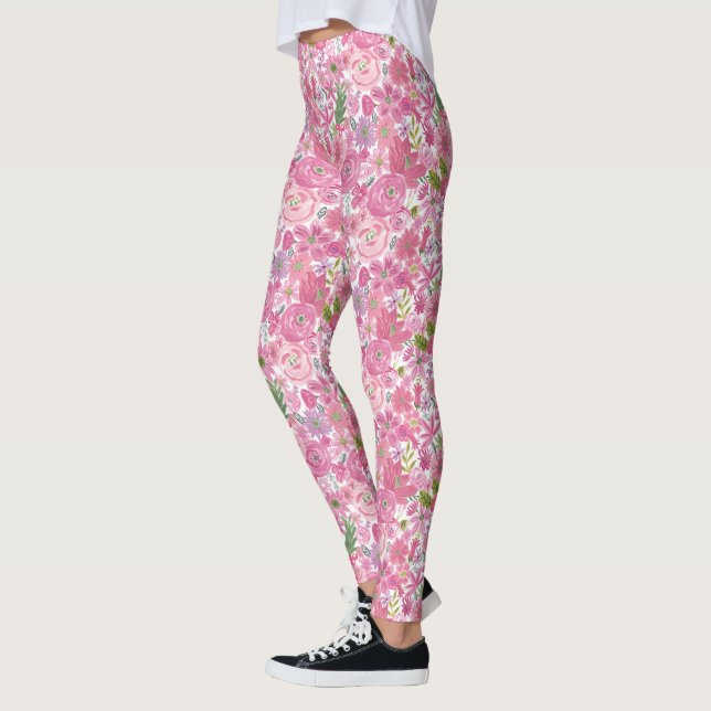 Leggings Pico el estampado de flores de la acuarela (Izquierda)
