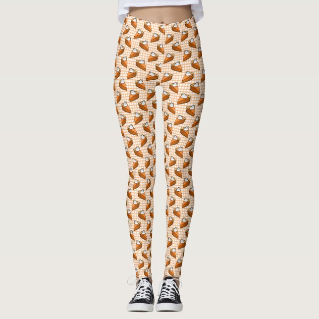 Leggings Pie de calabaza en la Novedad Naranja Gingham Día  (Anverso)
