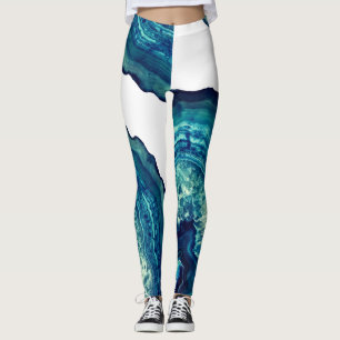 Leggings Piedra azul y verde azulada bonita de Geode de la