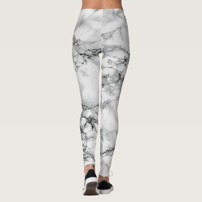 Leggings Piedra de mármol blanco de moda (Reverso)