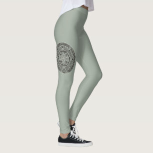 Leggings Piedra del Sol Azteca Mexicana Calendario Maya 1
