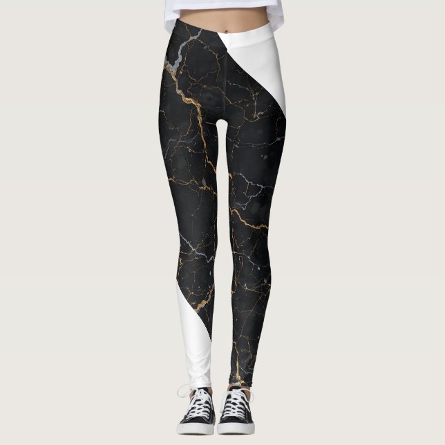 Leggings Piedra negra con venas de oro y plata (Anverso)