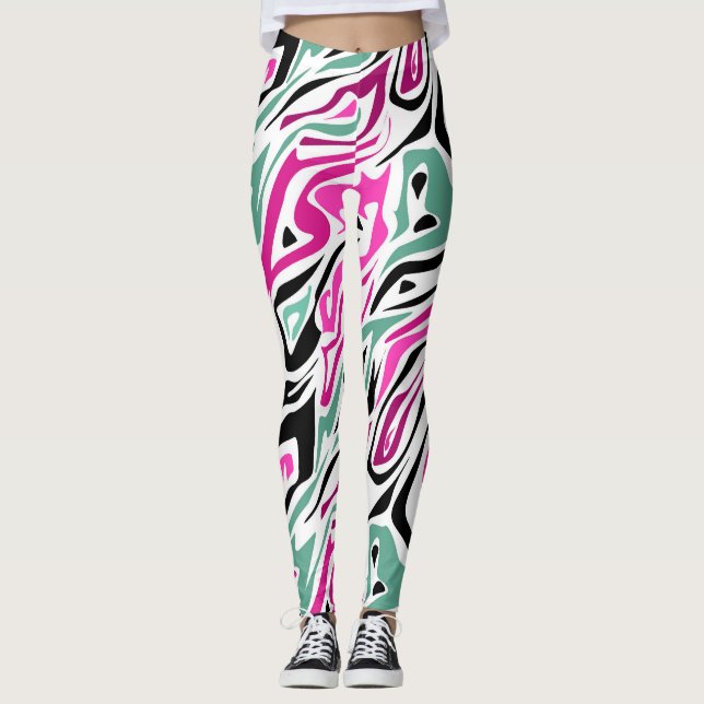 Leggings Piel de cebra abstracta sin costuras de cuero mode (Anverso)
