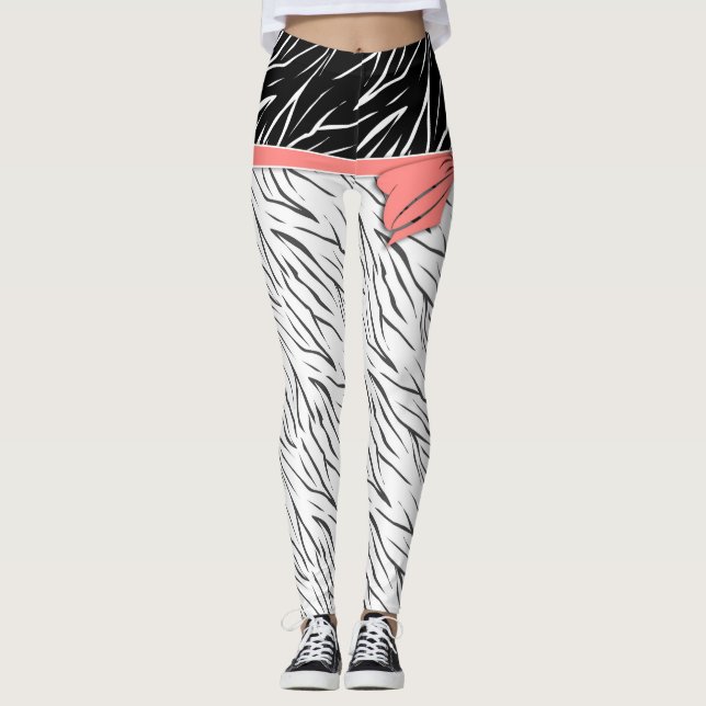 Leggings Piel de cebra tigre blanco negro rayas de cuero ro (Anverso)
