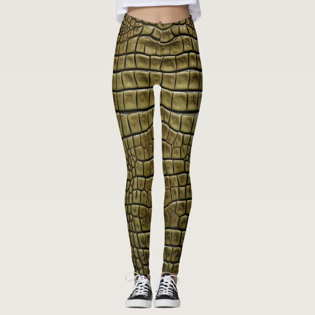 Leggings Piel de cocodrilo Imprimir piernas marrones y pant (Anverso)