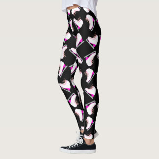 Leggings Piel de hielo Patrón rosa Figura Patinar Negro