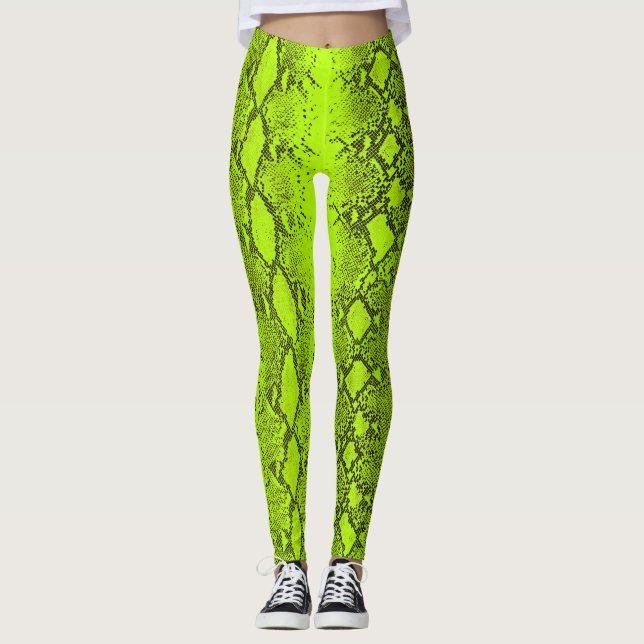 Leggings Piel de serpiente amarilla fluorescente (Anverso)