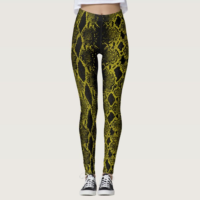 Leggings Piel de serpiente amarilla negra (Anverso)