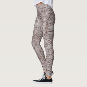 Leggings Piel de serpiente de Anaconda marrón blanco natur