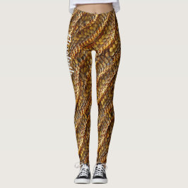 Leggings Piel de serpiente verde y diseño oscuro dorado