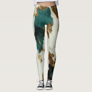 Leggings Piel de vaca Blanco del Oro Esmeralda Occidental
