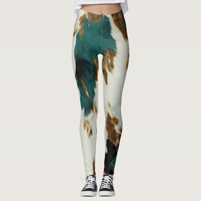 Leggings Piel de vaca Blanco del Oro Esmeralda Occidental (Anverso)