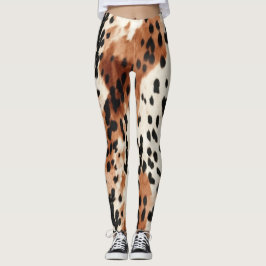 Leggings Piel de vaca de animales de crema marrón