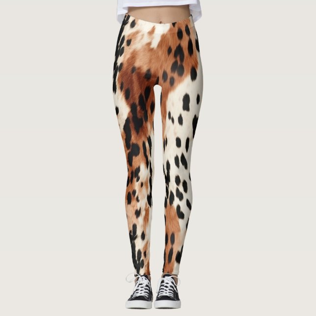 Leggings Piel de vaca de animales de crema marrón (Anverso)