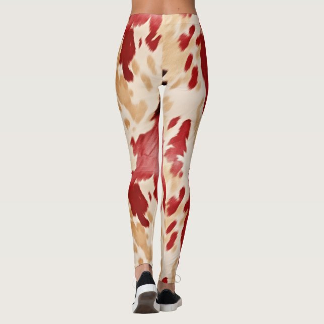 Leggings Piel de vaca de marfil de crema roja (Reverso)