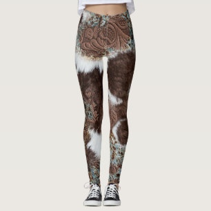 Leggings Piel de vaca rústica de estilo occidental