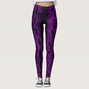 Leggings Piel negra morada de serpiente