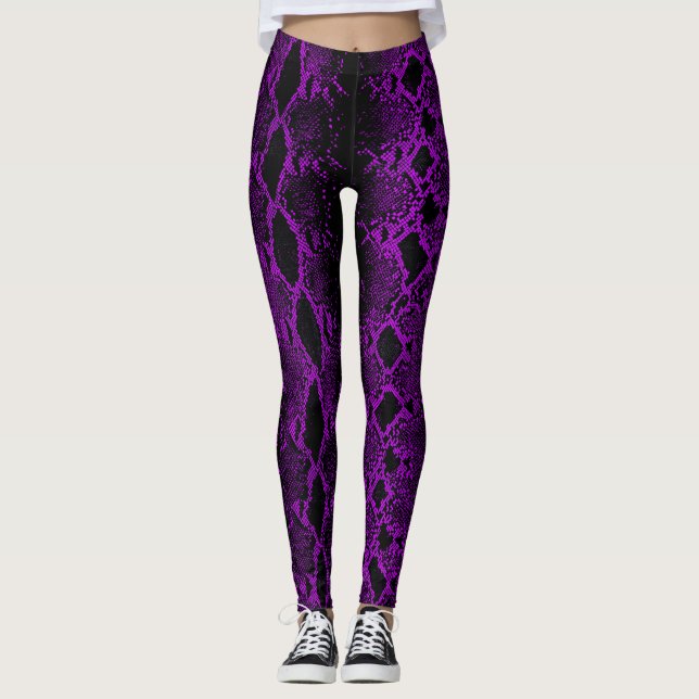 Leggings Piel negra morada de serpiente (Anverso)