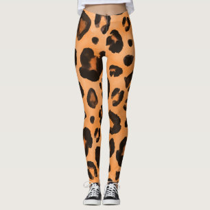Leggings Pieles de leopardo, acuarela, textura sin costuras